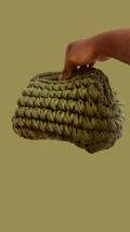 khaki midi clutch